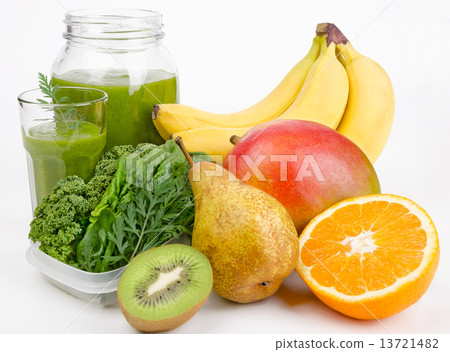 Green Smoothie With Leafs And Fruits Green Smoothie With Leafs And Fruits 13721482