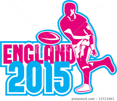 Rugby Player Passing Ball England 2015 Retro Rugby Player Passing Ball England 2015 Retro 13721661