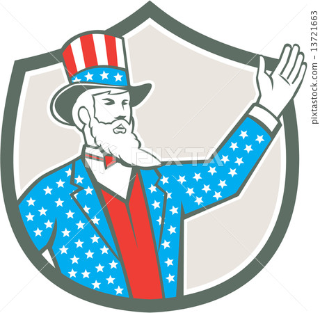 Uncle Sam American Hand Up Shield Retro Uncle Sam American Hand Up Shield Retro 13721663