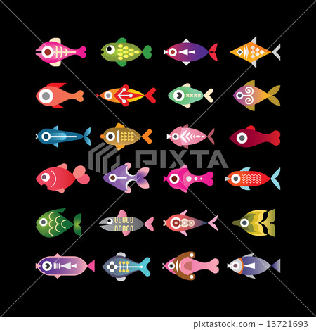 Fish vector colorful icons Fish vector colorful icons 13721693