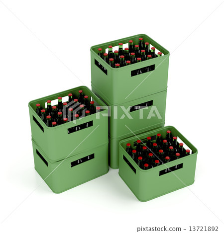 Crates with lager beer 13721892