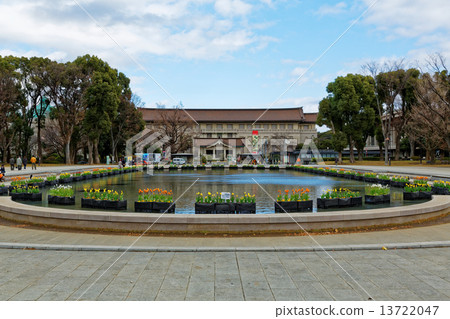 Ueno Park Fountain Square early blooming tulips and Tokyo National Museum Ueno Park Fountain Square early blooming tulips and Tokyo National Museum 13722047