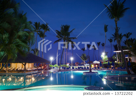 View of summer tropical resort at night View of summer tropical resort at night 13722202