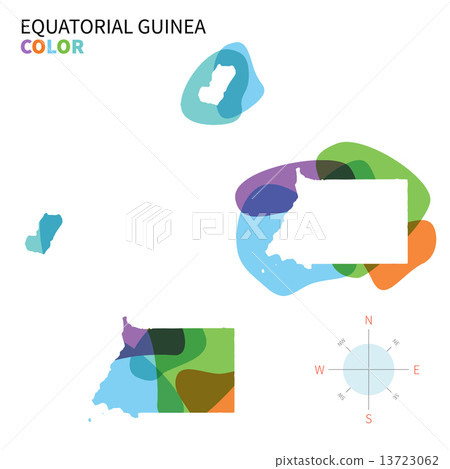Abstract vector color map of Equatorial Guinea with transparent paint effect. 13723062