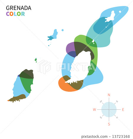 Abstract vector color map of Grenada with transparent paint effect. 13723168