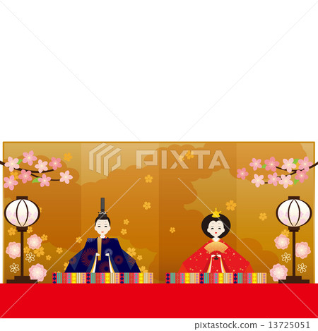 Copy Space - Hina Dolls, Hina Matsuri Image (Folding Screen Background 4) 13725051
