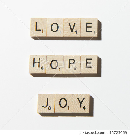 Scrabble characters: Love, Hope, Joy 13725069