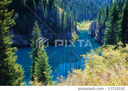 Kaindy Lake in Tien Shan mountain, Kazakhstan. Autumn Kaindy Lake in Tien Shan mountain, Kazakhstan. Autumn 13728192