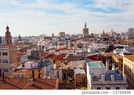 View of the historical center of Valencia from an observation deck of the Cathedral, Spain 13728436