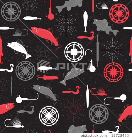 Seamless pattern on a fishing theme vector 13728453