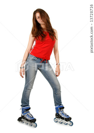 The beautiful girl on roller skates 13728716