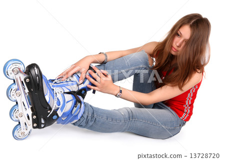 The beautiful girl on roller skates 13728720
