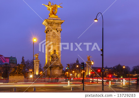 Pont Alexandre III at night in Paris, France 13729283