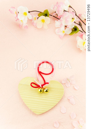 Heart's ema and cherry blossoms Heart's ema and cherry blossoms 13729496