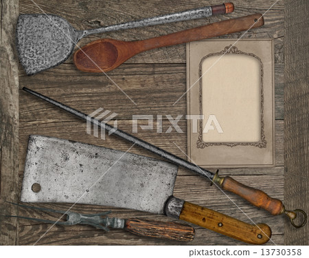 vintage menu card and utensils vintage menu card and utensils 13730358