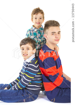 Shot studio with three boys brothers 13730443