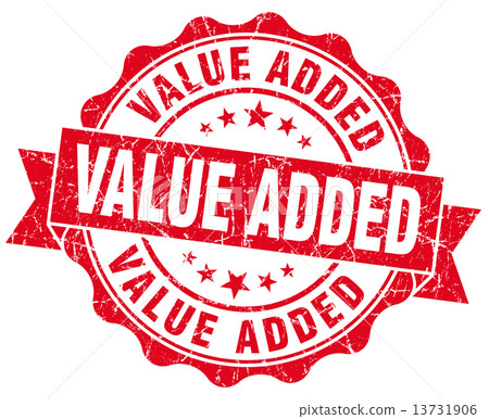 value added red grunge seal isolated on white 13731906