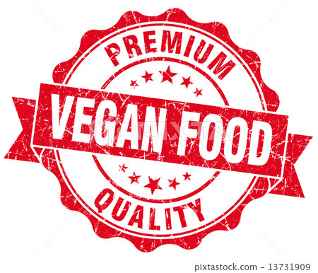 vegan food red grunge seal isolated on white - Stock Illustration ...
