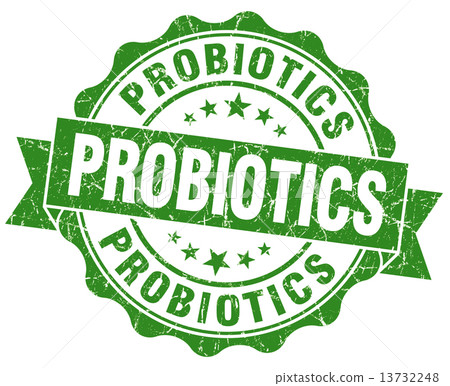 probiotics green grunge seal isolated on white 13732248