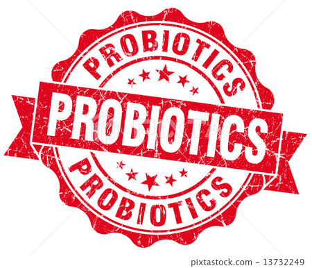 probiotics red grunge seal isolated on white 13732249