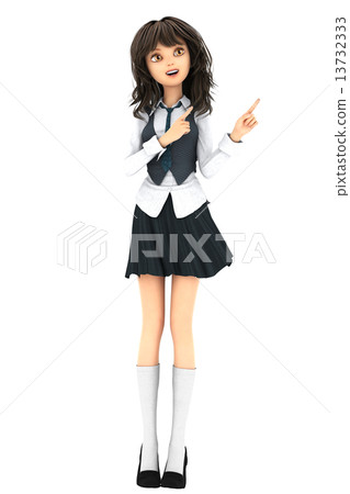 Girls student 3DCG illustration material 13732333