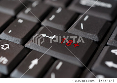 18+  message on enter key, for pornography websites concepts. 13732421