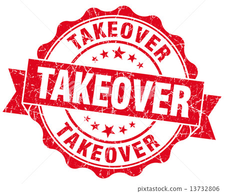 takeover red grunge seal isolated on white 13732806