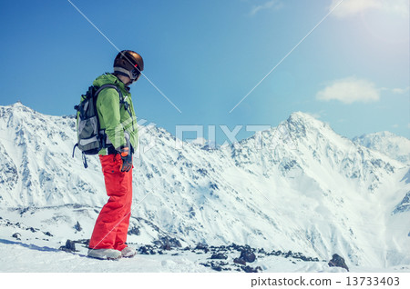 portrait of a female snowboarder portrait of a female snowboarder 13733403