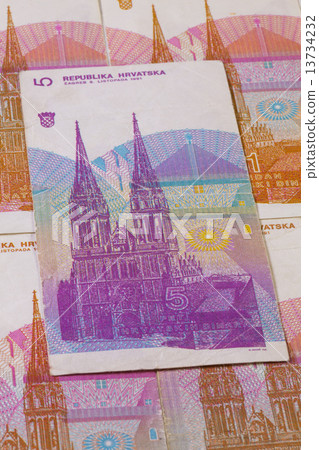 Different Kuna  banknotes from Croatia  on the table 13734232