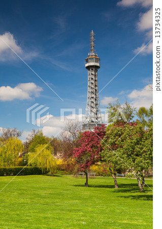 Famous lookout tower on the Petrin Hill in Prague 13734325