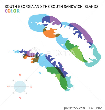 Abstract vector color map of South Georgia and Sandwich Islands. 13734964