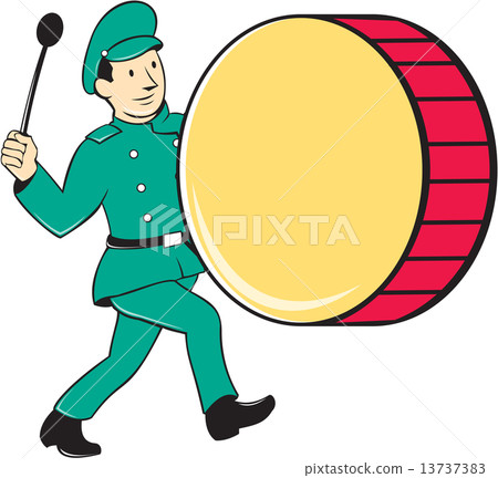 Marching Band Drummer Beating Drum 13737383