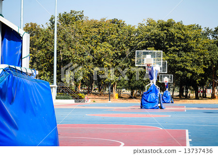 Outdoor basketball Stadium with blue sky Outdoor basketball Stadium with blue sky 13737436