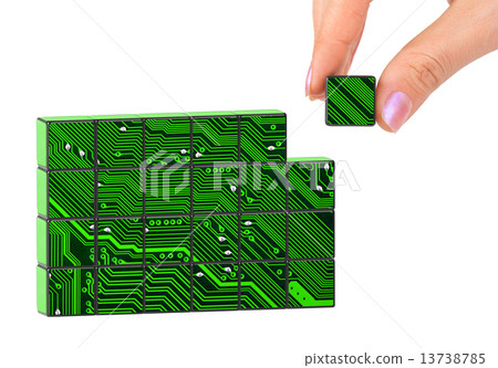 Hand and technology puzzle Hand and technology puzzle 13738785