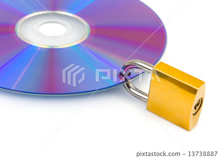 Computer disk and lock Computer disk and lock 13738887