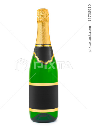 Champagne bottle with blank label 13738910