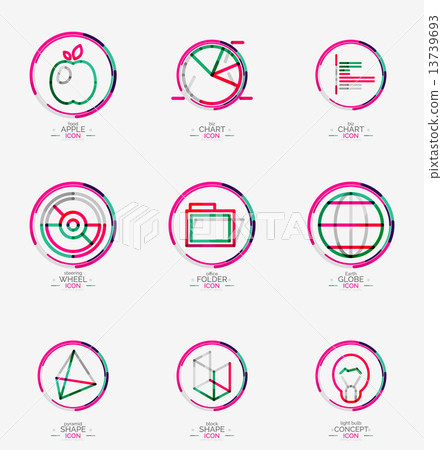Minimal thin line design web icon set - Stock Illustration [13739693 ...