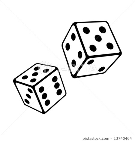Two Dice Cubes on White Background. Vector 13740464
