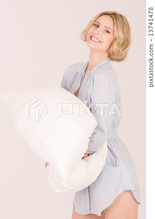 Beauty Girl with pillow Beauty Girl with pillow 13741478
