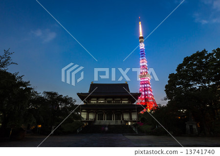 Zojoji and the star tower flag color Tokyo Tower 13741740