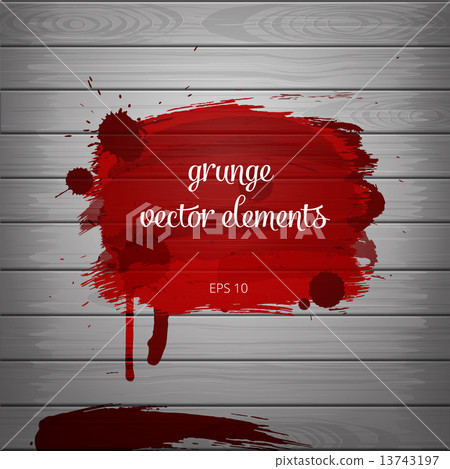 Blood splash on the wooden plate 13743197