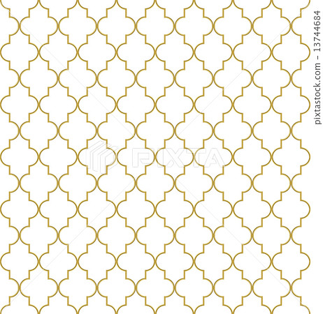 Seamless golden oriental window grille vector pattern. 13744684