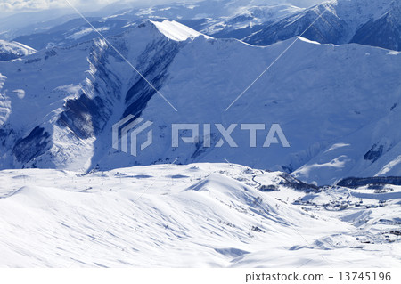Top view on ski resort at sun day Top view on ski resort at sun day 13745196