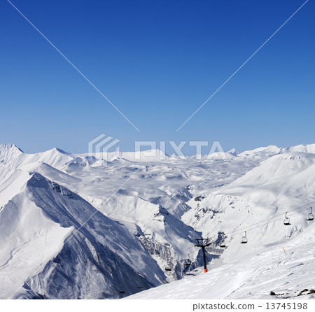 Ski resort at sun winter day 13745198