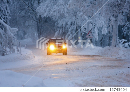 car in winter, Orlicke hory, Czech Republic car in winter, Orlicke hory, Czech Republic 13745404