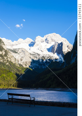 view at Dachstein from Vorder-Gosausee lake, Upper Austria-Styri view at Dachstein from Vorder-Gosausee lake, Upper Austria-Styri 13745411