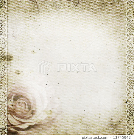 Vintage background with rose, lace 13745942