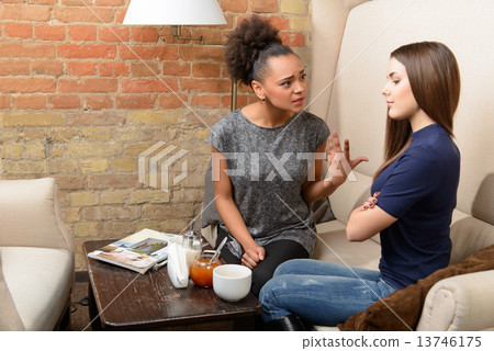 Two attractive girls in the cafe 13746175