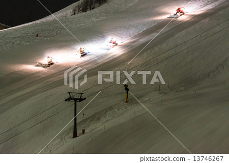 Snow groomer equipment at night Snow groomer equipment at night 13746267