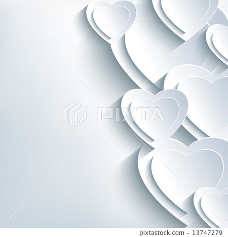 Modern background grey with paper 3d hearts Modern background grey with paper 3d hearts 13747279